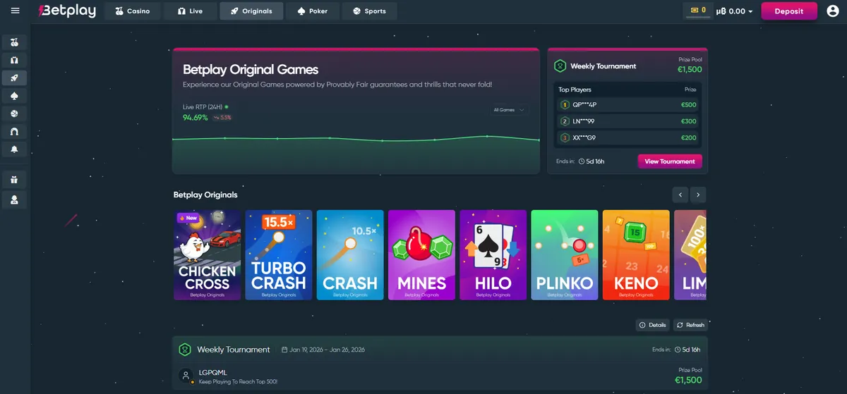 Betplay Originals Provably Fair spel - Crash, Dice, Plinko och andra verifierbara casinospel